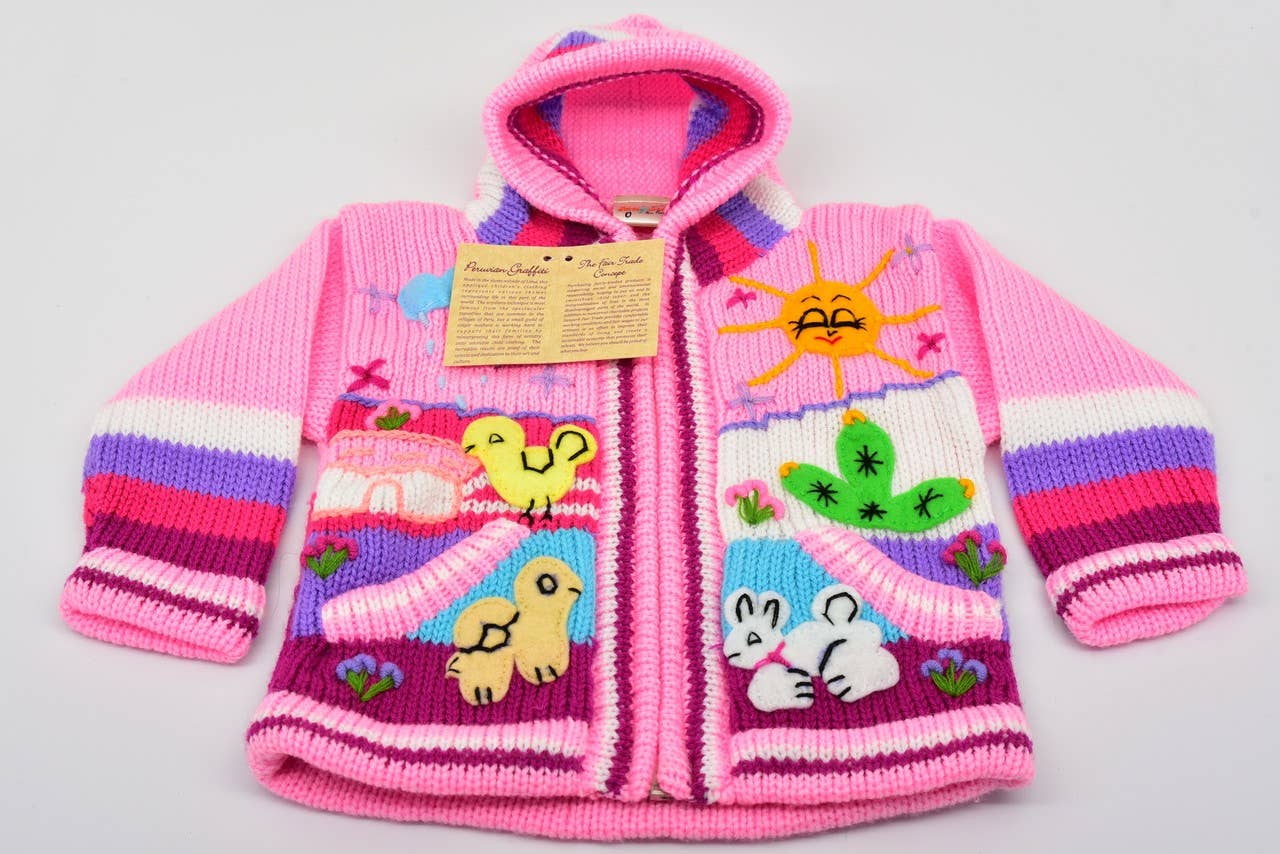 Children's Full Zip Applique Sweater Hoodie Jacket Size: 2