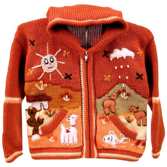 Children's Full Zip Applique Sweater Hoodie Jacket 5 Sizes: 2