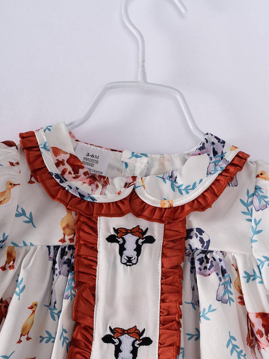 Cows Duckling Ruffle Baby Girl Bloomer Romper Set