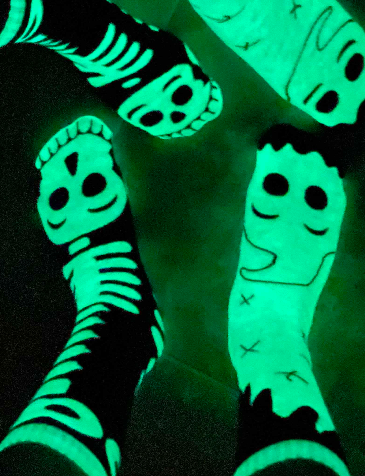 Ghost & Skeleton GLOW IN THE DARK Halloween Adult Socks